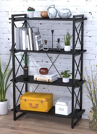 Стелаж loft design скиф-4-920 чорний (140x92x40 см) для дому та офісу, 4 полиці