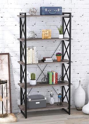 Стеллаж скиф-5-920 loft design дуб палена: 5 полиць, металевий каркас, 1794x920x400 мм
