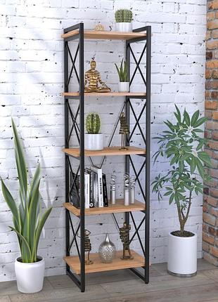 Стеллаж loft design скиф-5-550 дуб крафт золотой, 5 полок, 1794x550x400 мм, металлический каркас