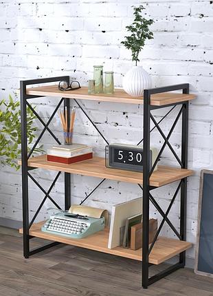 Стеллаж скиф-3-920 loft design дуб крафт золотой: металлический каркас, дсп, 3 полки, 92x40x100 см