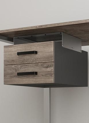Двойной подвесной ящик для стола bx-2 loft design, дуб палена / серебристый, металлический держатель, телескопические направляющие