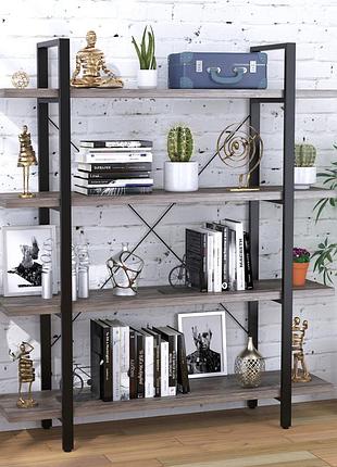 Стелаж loft design сингл-4-135 дуб палена, високий, відкритий, з металевим каркасом, 1545 мм