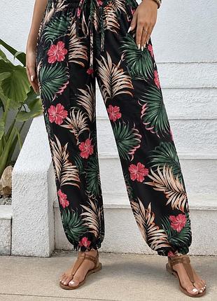 🥰 штани в тропічний принт shein 4xl