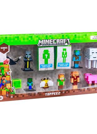 Набор делюкс из 12 колекционных фигурок - топеров minecraft серия 2 набор а (mc2280_a)