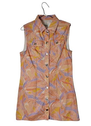 Коротка джинсова сукня на ґудзиках zara
