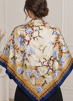 Шикарный большой платок suzhou yuhua silk из качественного шелка хустка шовкова шов роуль