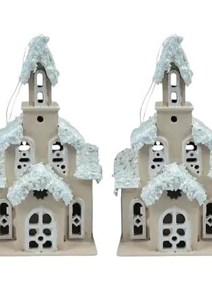 Декоративный новогодний домик из дерева 10*12*25 см капучино 28124500