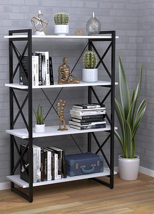 Стелаж скиф-4-920 loft design белый - открытый стеллаж для дома и офиса, 140 см