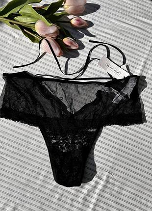 Трусики жіночі intimissimi чорні мереживні зі шнурівкою