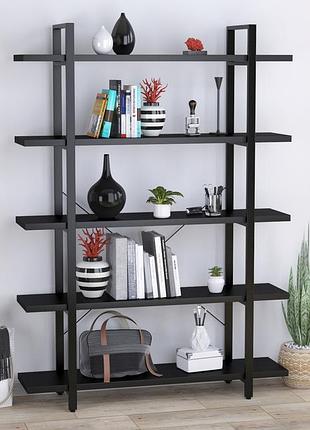 Стеллаж loft design сингл-5-135 черный, 5 полок, 135 см, 190 см, металлокаркас, дсп