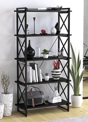 Стеллаж скиф-5-920 loft design черный с 5 полками, 1794x920x400 мм