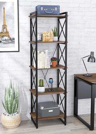 Стелаж скиф-5-550 loft design орех модена, 5 полиць, 1794x550x400 мм, з металевим каркасом