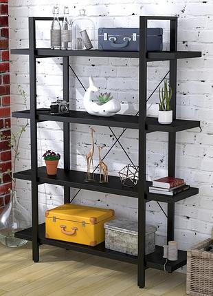 Стелаж loft design сингл-4-120 чорний (st7) - металевий каркас, 4 полиці дсп 36мм, 1545x1200x350 мм