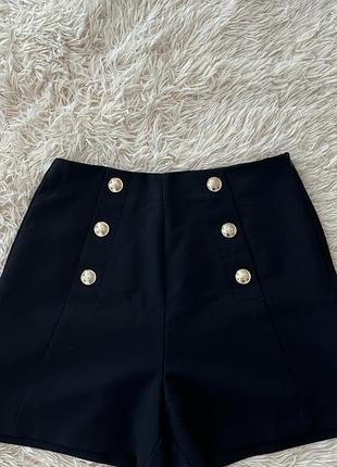 Шорти жіночі zara чорні з високою посадкою