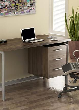 Письмовий стіл loft design l-45, орех модена, металевий каркас, 1300х650 мм