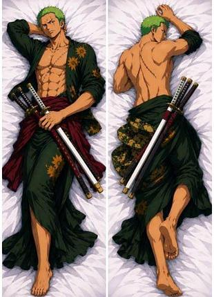 Дакімакура 150х50 см ророноа зоро ван піс zoro roronoa трафальгар trafalgar one piece подушка обіймашка зі знімною наволочкою
