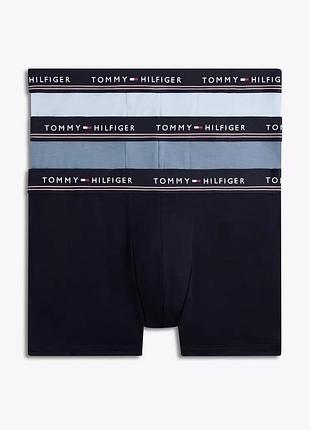Труси чоловічі tommy hilfiger боксери, набір, синій, блакитний, розмір m, l, xl