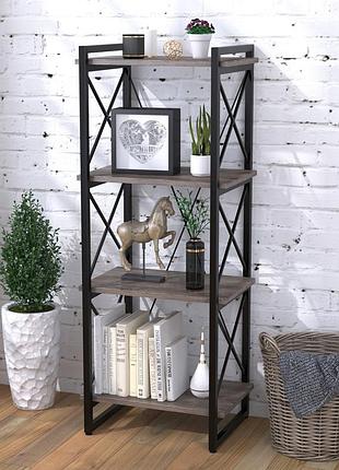 Стеллаж loft design скиф-4-550 дуб палена, 140 см, 4 полки, открытый, для дома и офиса