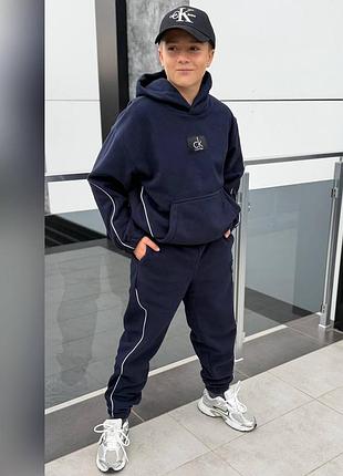 Подростковый спортивный костюм с нашивками из худи с капюшоном с манжетами с брюками джоггерами
