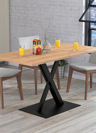 Стіл обідній експозишн loft design 120х65 см дуб крафт золотий, х-подібна металева опора, лдсп 36 мм