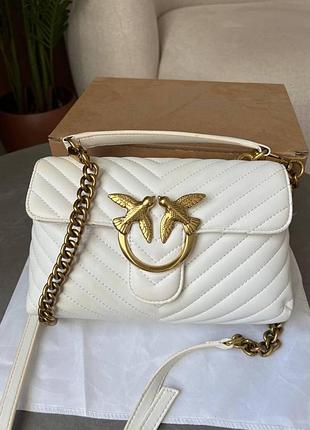 ❌ pinko mini classic lady love bag puff chevron white/gold