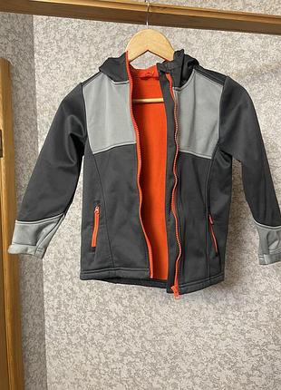 Куртка дитяча демісезонна crivit softshell сіра з помаранчевим