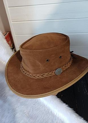 Австралійський шкіряний ковбойський капелюх barmah hats squashy модель hat-in-a-bag розмір м шляпа ковбойка