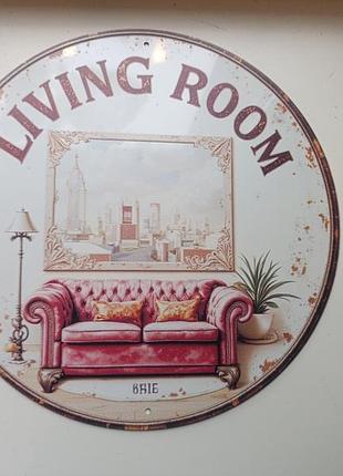 Металлическая жестная картина living room.