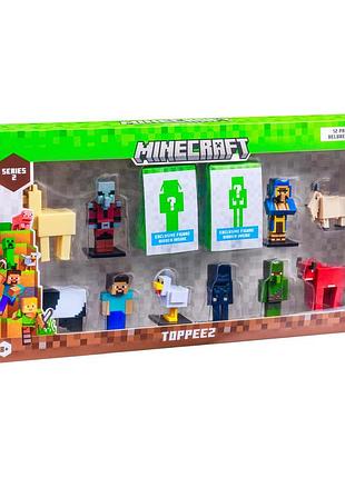 Набір делюкс із 12 колекційних фігурок - топерів minecraft серія 2 набір в (mc2280_b)