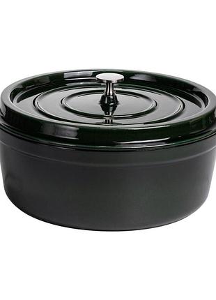 Кокотница чугунная эмалированная 7,5 л, малахит yiwu hp-flg-14 green