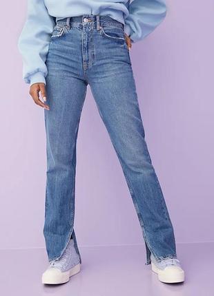 Gina tricot premium прямі джинси з розрізами розмір 36
