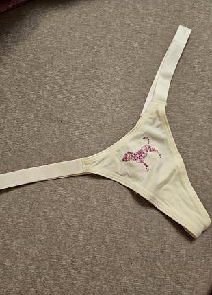 Хлопковые трусики стринги victorias secret