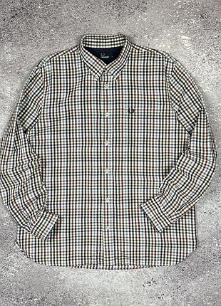 Мужская рубашка fred perry в клетку (р. xl) / брендовая хлопковая рубашка
