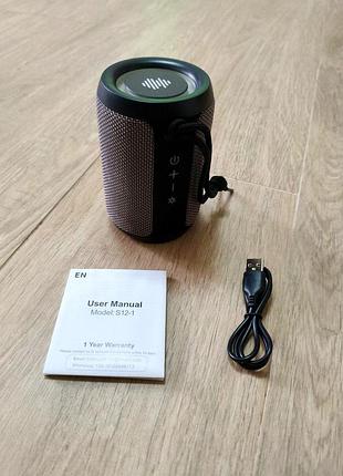 Портативная беспроводная bluetooth колонка s12-1 с led-подсветкой и шнурком - черная