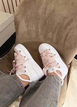 Air force 1 low triple white lanvin laces pink 4