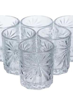 Набір чарок для віскі shot glass 6 штук по 75 мл hp-17-34