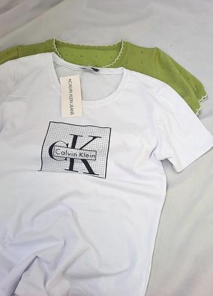 Белая футболка calvin klein размер m-l хлопок