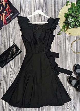 Черное платье на запах с воланами ted baker #4864