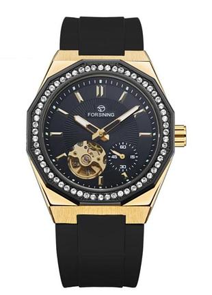 Наручные механические часы forsining 8313 black-gold-black