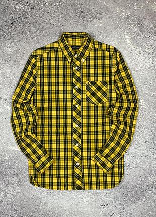 Оригинальная яркая рубашка fred perry в клетку tartan (р. s) / желтая хлопковая рубашка