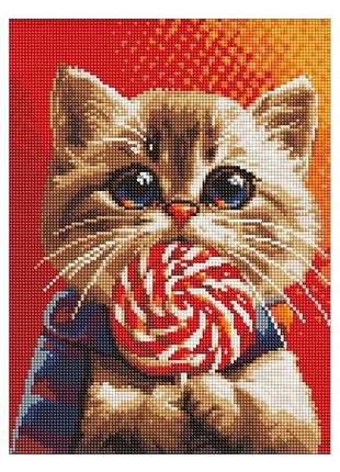 Набор с алмазной мозаикой 30x40 см amo7976 "котик с конфетой" с ав стразами ideyka
