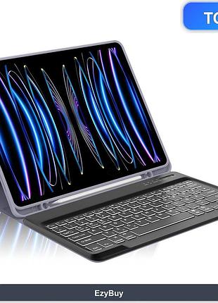 Чохол-клавіатура з трекпадом qwertz для ipad pro 12.9 (2018-2022), bluetooth 5.0, підсвітка 7 кольорів, лавандовий