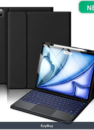 Чохол-клавіатура qwertz з підсвіткою та тачпадом для ipad air 13 (m2/m3/m4) та pro 12.9 (3/4/5/6 gen), чорний колір