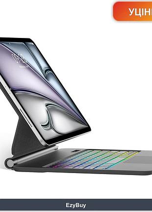 Кейс-клавіатура qwerty з тачпадом для ipad air 13 (m2/m3) та pro 12.9, магнітний чорний чохол bluetooth, підсвітка клавіш