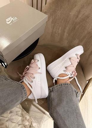 Air force 1 low triple white lanvin laces pink 3