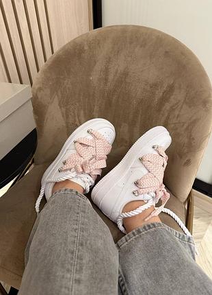 Air force 1 low triple white lanvin laces pink 5