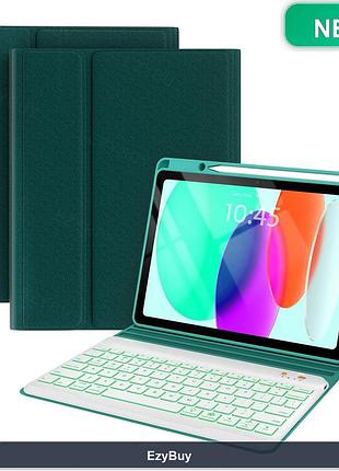 Чехол-клавиатура qwertz для ipad 11 (a3354/a3355) и 10.9, бирюзовый кейс с подсветкой и слотом для стилуса