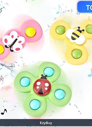 Набор детских спиннеров popit с присосками kipa2 в форме насекомых, мультицветный комплект 3 шт из abs