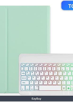 Чохол-клавіатура qwerty для ipad a16 11" (2025) та ipad 10th gen 10.9", rgb підсвітка, м'ятно-білий колір