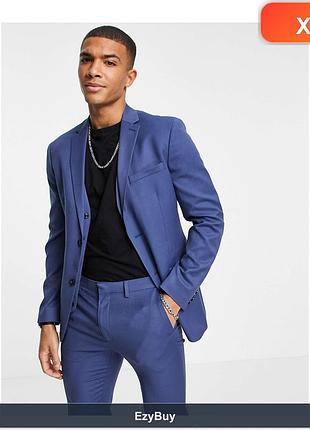 Піджак синій однобортний приталеного крою skinny fit на двох ґудзиках, розмір uk 34r / eu 44r / cn 165/88a